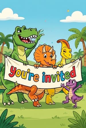Dinosaur With Banner video invitation