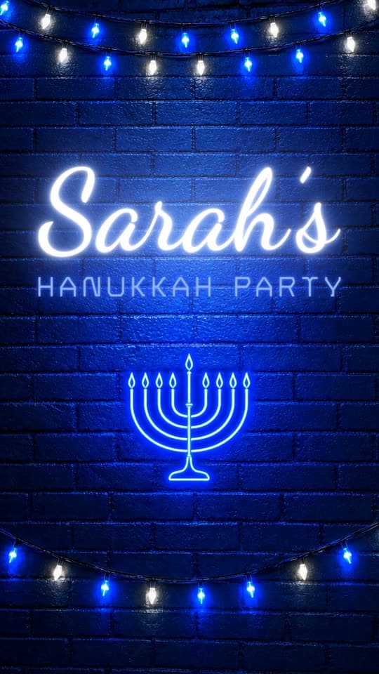 Hanukkah Neon video invitation