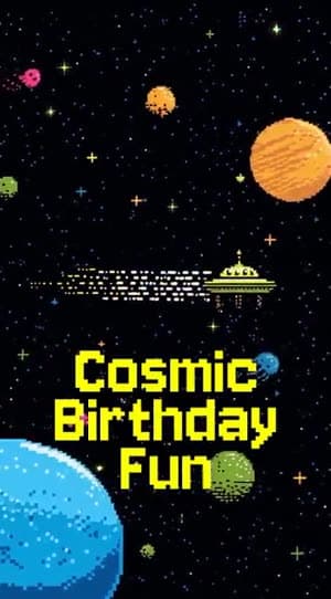 Spaceship 8bit video invitation